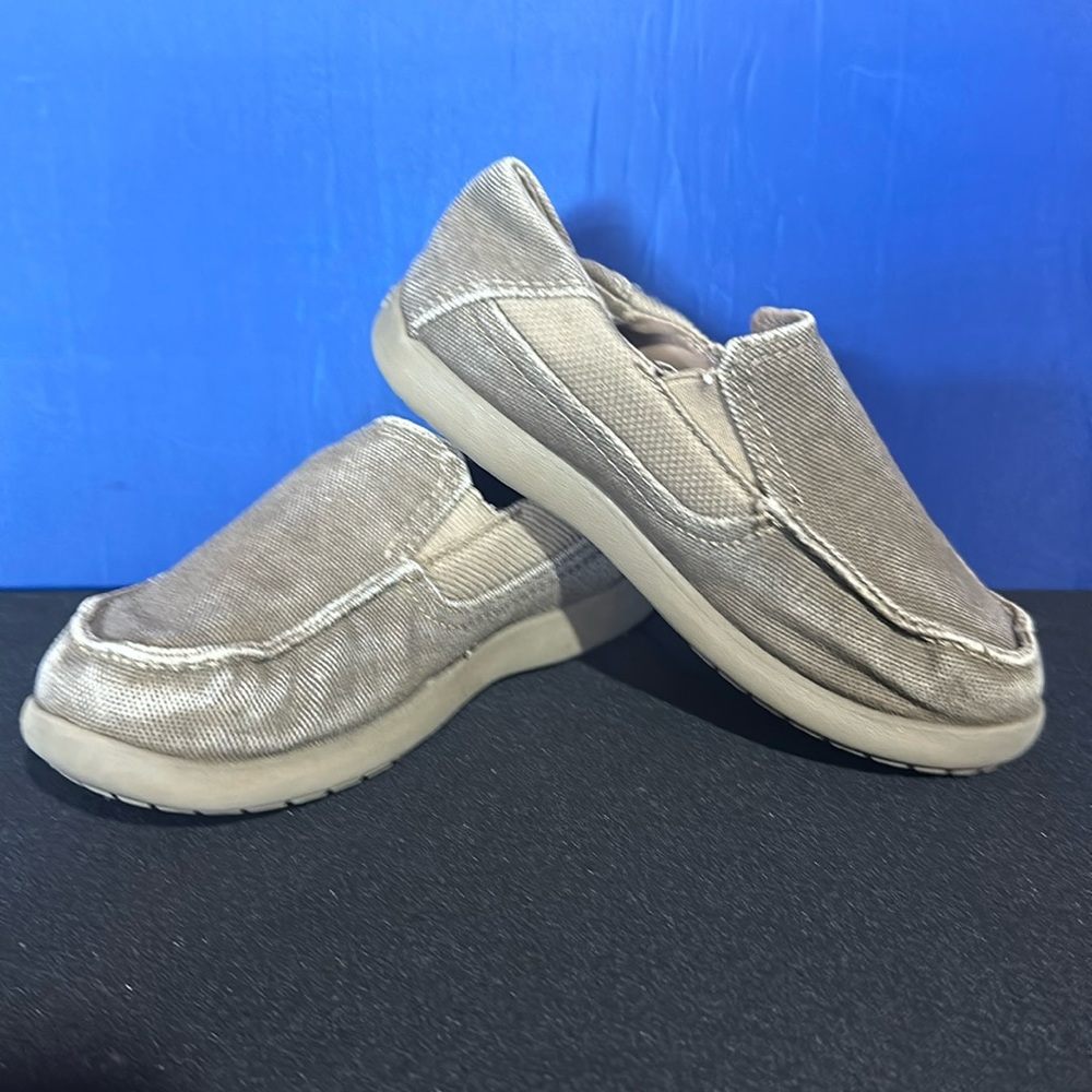 Crocs Santa Cruz 204599 Canvas Slip On Loafers Khaki Youth Size 13